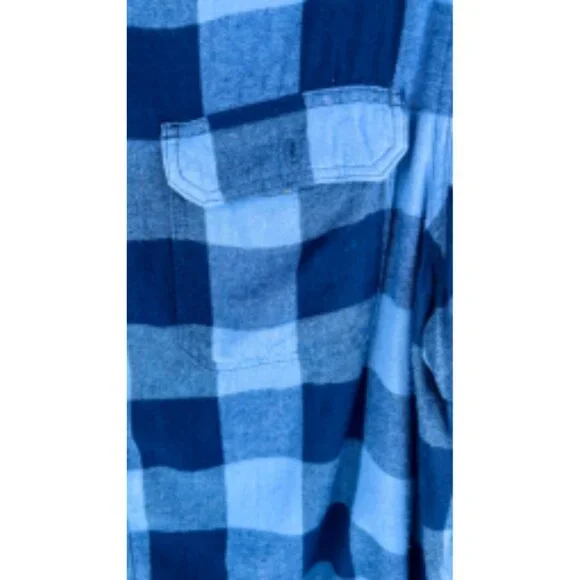 George Men's Navy | Blue Plaid Shirt Size: 2XL - Picture 2 of 6